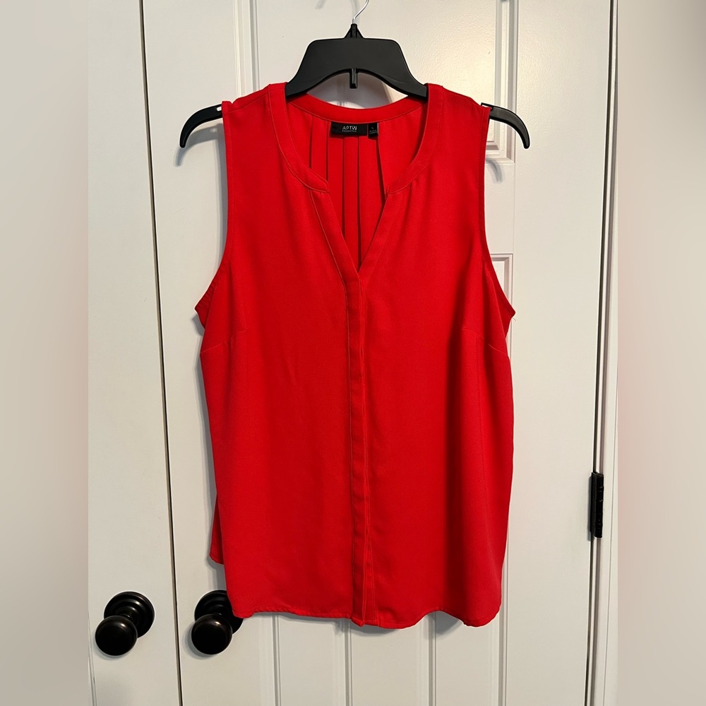 Red Sleeveless Blouse